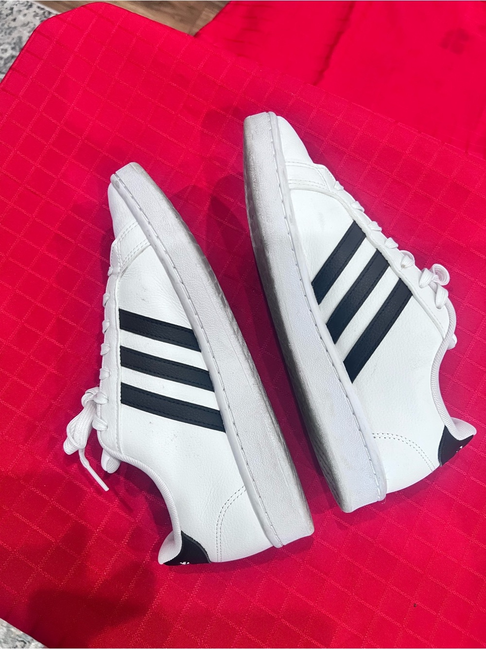 adidas White Sneakers with Black Three-Stripes